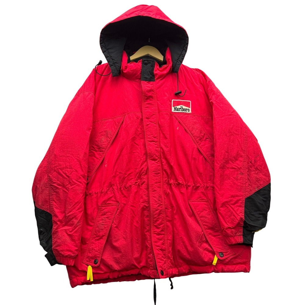 Marlboro Country Store Jacket Men's XXL Red Down Vintage Outdoor Puffer Coat